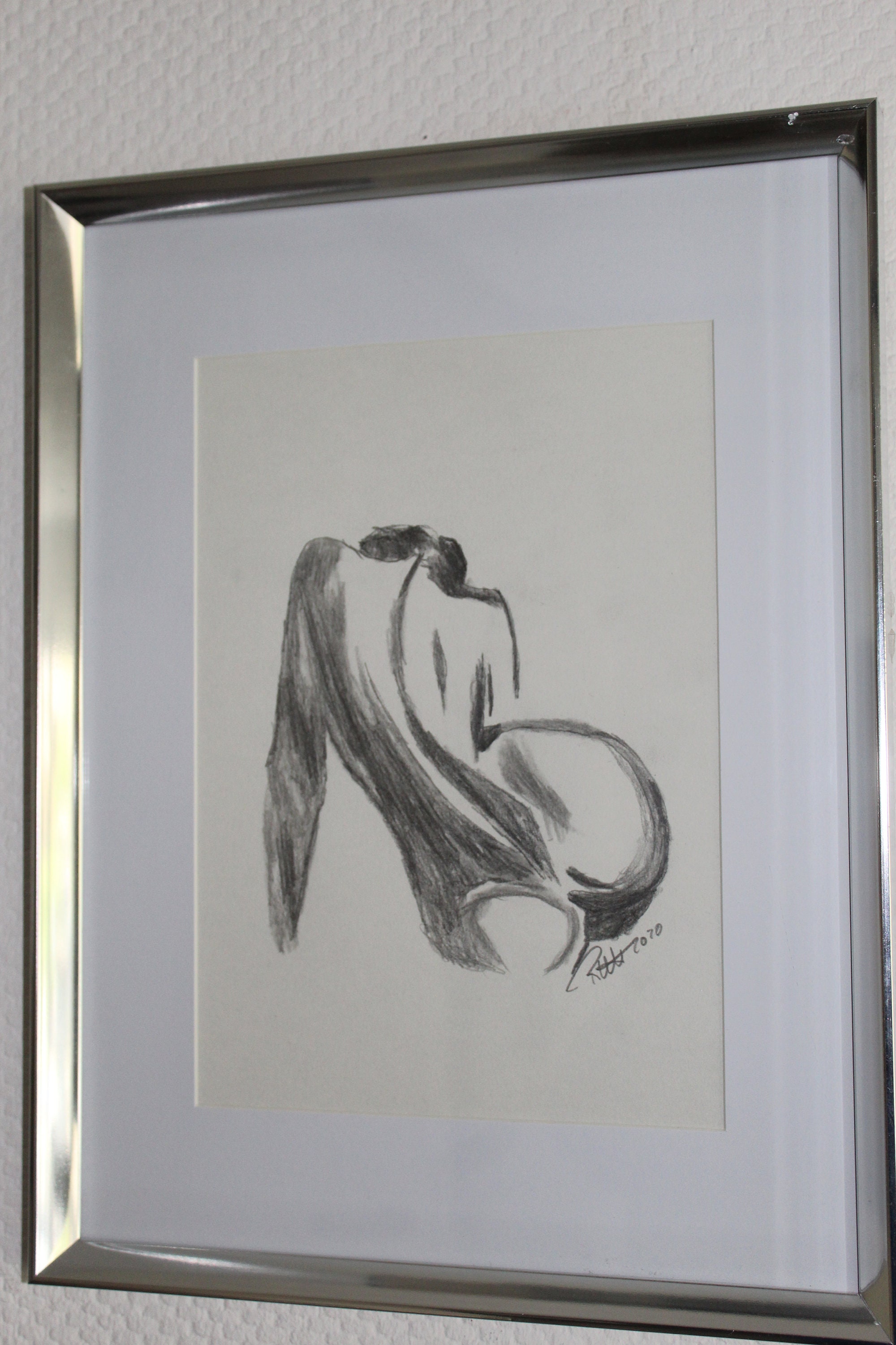 ONE SIDE Drawing Pencil Framed 30 X 40 Cm Hand Painted Unique 
