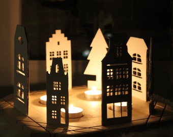 Light object light houses light play houses wooden houses Advent wreath wood gift Christmas