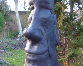 Moai -Black Edition-Tiki-Easter Island Figure Sculpture-49 cm-Stone Casting-Frostproof Garden Ornament pierre reconstituée