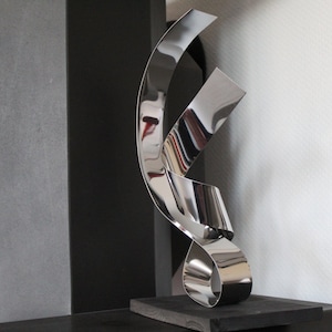Große Moderne Abstrakte Holz Edelstahl Metall Künstler Skulptur Over you 1 36 cm Bild 3