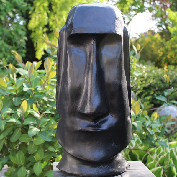 Neuheit Moai - Tiki - Osterinsel - Figur - Skulptur-52 cm-Steinguss-Frostfest-black-Concrete-Garden pierre reconstituée Hormigón Betoni