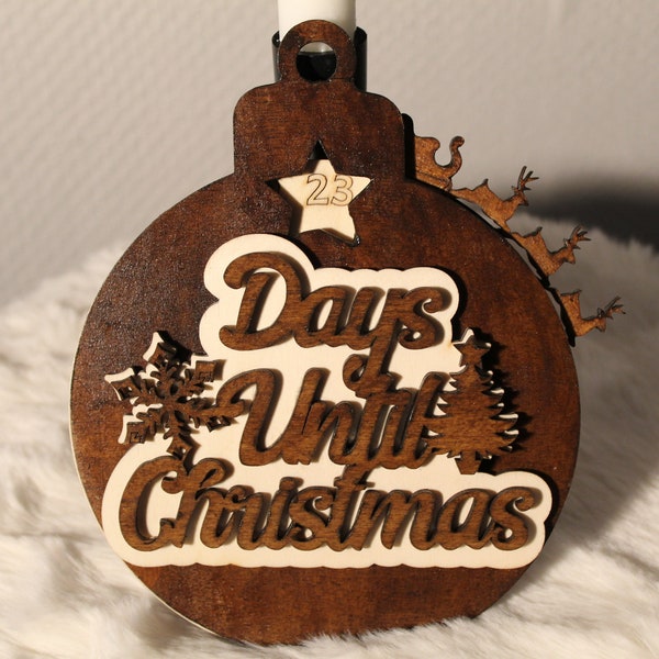 Weihnachts-Countdown Weihnachtskugel Baumschmuck  Weihnachtskalender Holzkalender Weihnachtsdeko Christmas Countdown Dauerkalender