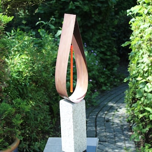 Suncatcher rust steel candle granite column 72 cm fluorescent acrylic glass sculpture en métal metal art Stål skulptur escultura en metal