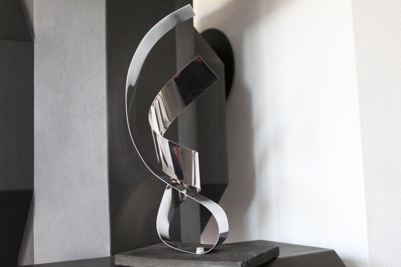 Große Moderne Abstrakte Holz Edelstahl Metall Künstler Skulptur Over you 1 36 cm Bild 5