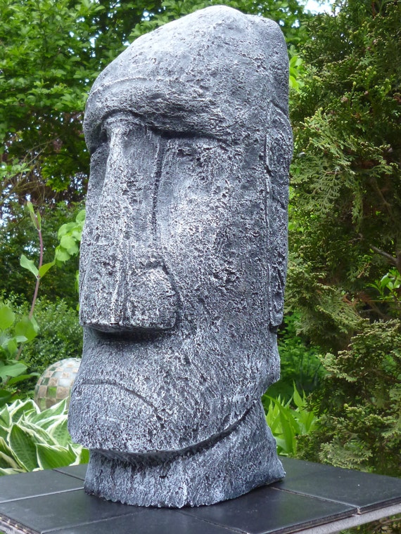Moai Tiki Easter Island Figure Sculpture 39 Cm Stone Australia Moai Tiki Easter Island Figure, Moai Garden Statues Australiana
