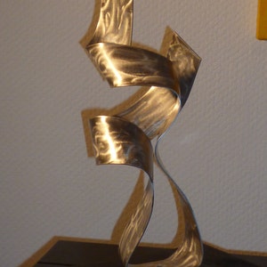 Large Modern Abstract Wood Aluminum Artist Sculpture &quot;With you&quot; 34 cm contemporary art Sculpture en métal Metallinen veistos