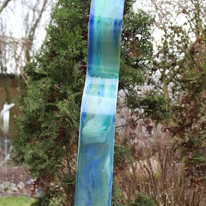 Modern Abstract Wood Aluminum Artist Sculpture &quot;BLUETower&quot; 81 cm sculpture en métal metal art escultura en metal Metallinen veistos