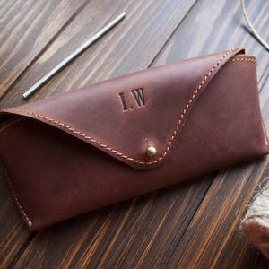 Leather glasses case, personalized glasses case, monogram glasses case sunglass case, case for glasses, eyeglasses case, glasses sleeve image 2