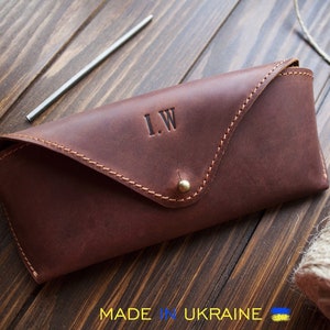 Leather glasses case, personalized glasses case, monogram glasses case sunglass case, case for glasses, eyeglasses case, glasses sleeve image 1