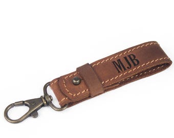 Personalized Leather Keychain, Gift for Dad, Monogram gift, Dad Gifts, Gift from Wife, Mens Gift Ideas, Mens Keychain