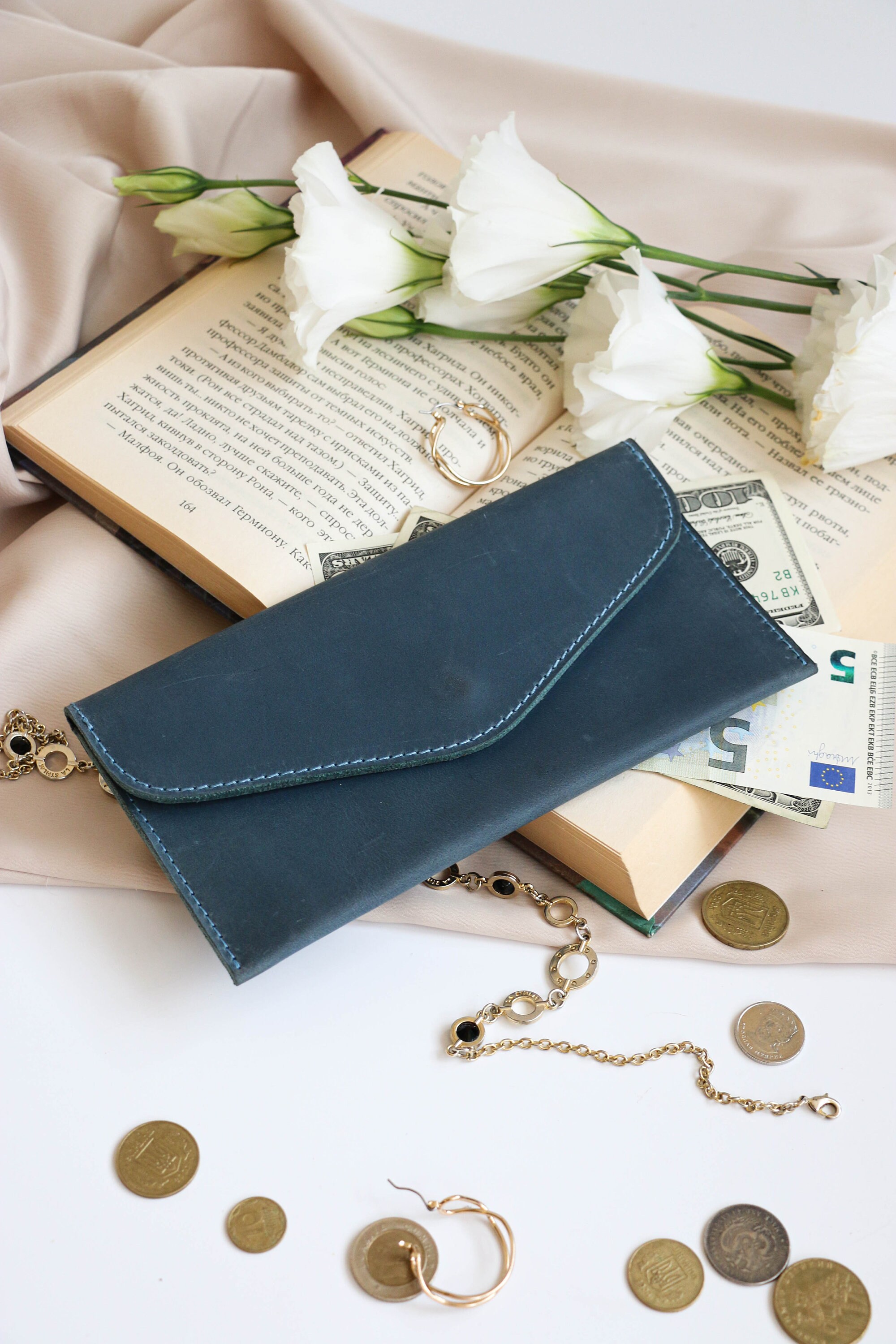 Monogram Leather Envelope Personalized Leather Wallet Travel Etsy