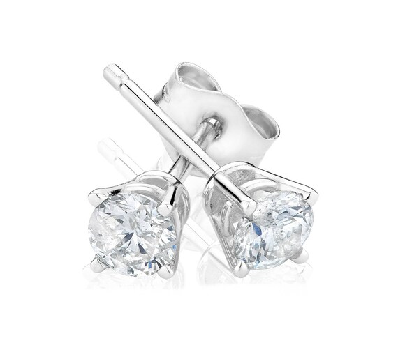 1 Carat Diamond Earrings Solitaire Studs 0.90ct Total Etsy