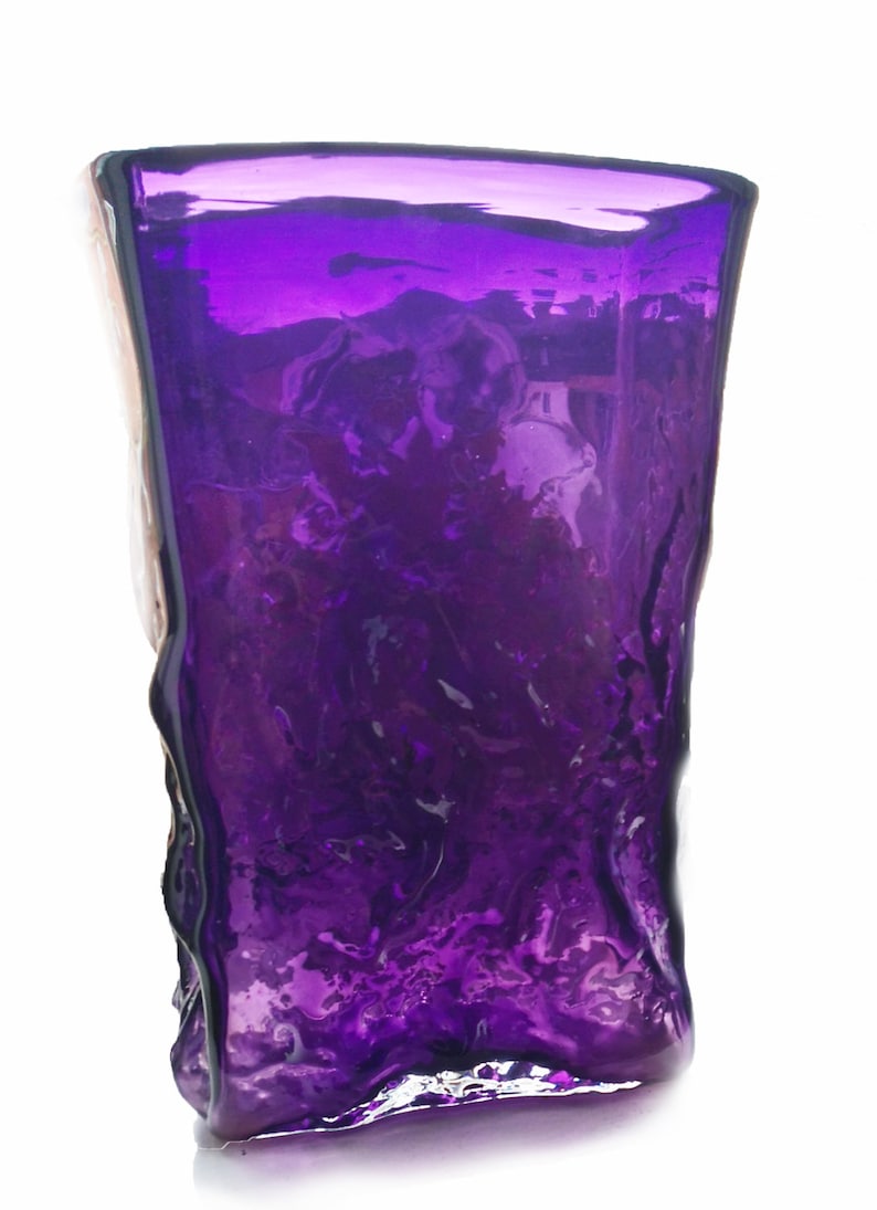 Vintage Whitefriars Style Purple Glass Vase Etsy UK