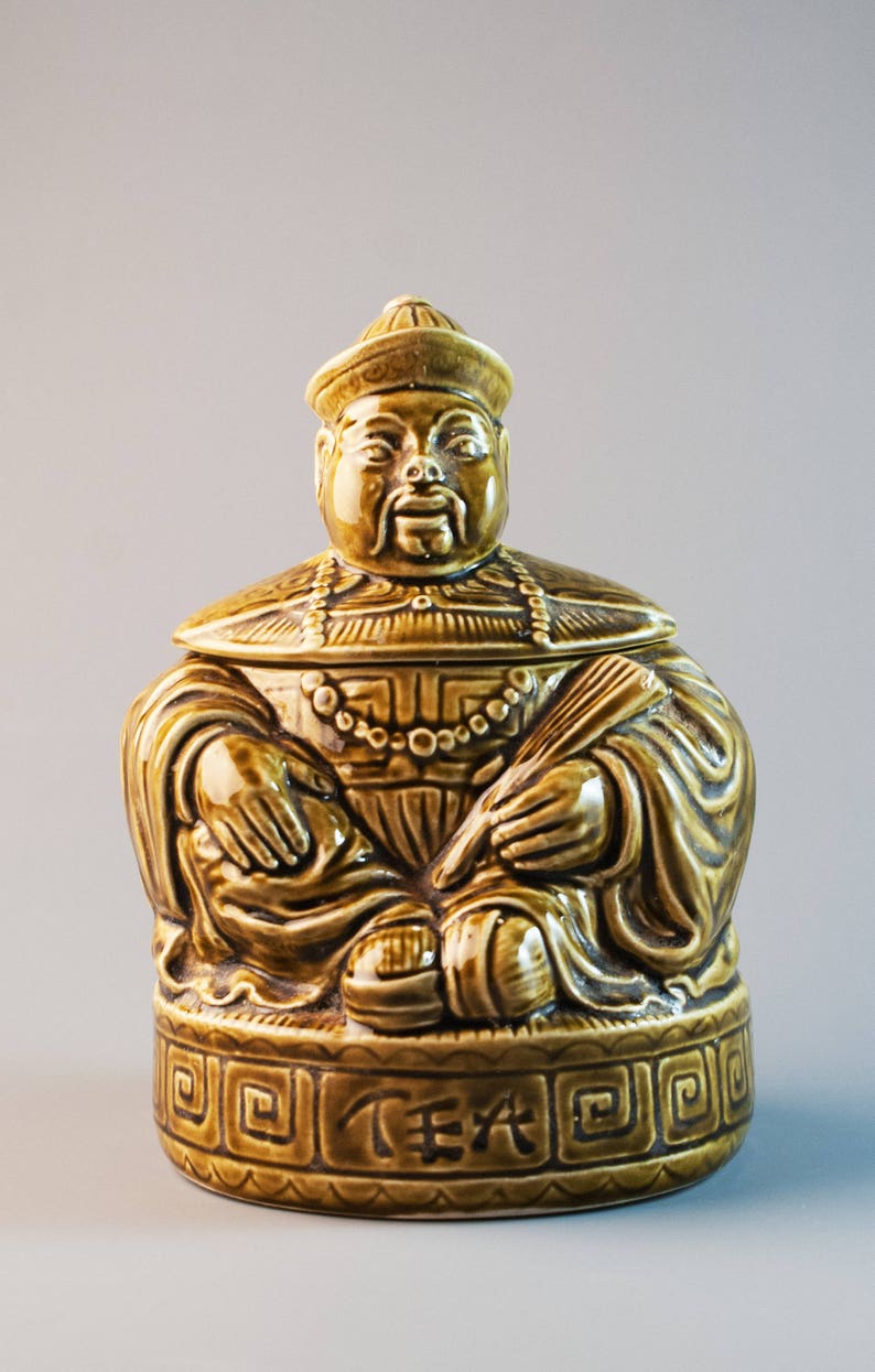 SADLER Oriental TEA Caddy Man Olive Green Glaze Tea Caddy Etsy