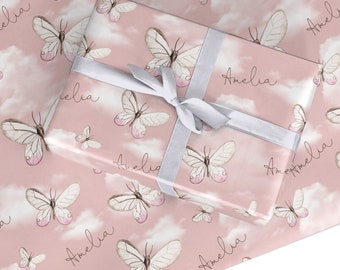 Pink Butterflies Personalised Wrapping Paper