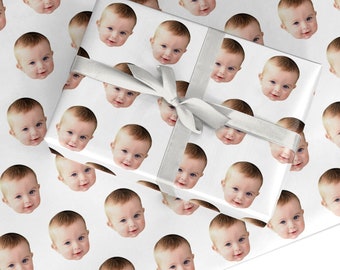 Personalised Baby Face Wrapping Paper | Custom Photo Baby Gift Wrap | New Baby Shower Birthday Christening Gift Paper