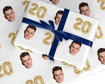 Personalised Birthday Photo Face with Custom Number Age Wrapping Paper Gift Wrap for Men Women Girls & Boys | 18th 21st 30th 40th 50th 60th