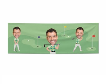 Mens Golf Photo Face Banner | Custom Sport Party Decor | For Adult Men | Golfer Golfing Enthusiast Sports | Hobby | Happy Birthday