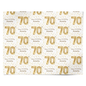 Personalised 70th Birthday Wrapping Paper | Custom Gift Wrap With Any ...