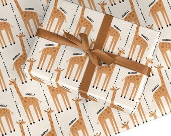 Personalised Giraffe Birthday Wrapping Paper