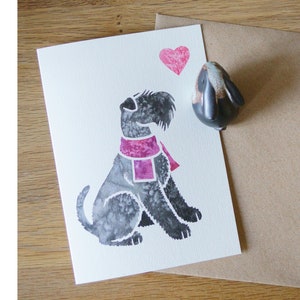 KERRY BLUE TERRIER Karte Karte Hund / Aquarell Design / Geschenk, Grüße, Danke, Haustierverlust, Geburtstag / York uk Tier Künstler