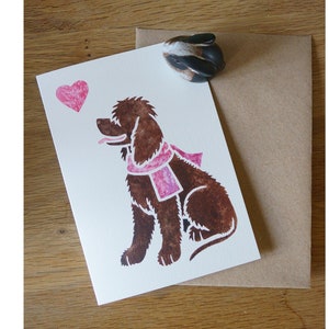 Cartes de correspondance IRISH WATER SPANIEL / aquarelle imprimée / cadeau, salutations, merci, perte d'un animal de compagnie, condoléances, anniversaire / artiste animalier britannique