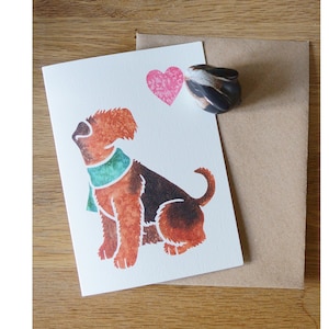 WELSH TERRIER Grußkarten / Gedrucktes Aquarell Design / Geschenk, Grüße, Dankeschön, Haustierverlust, Beileid, Geburtstag / York UK Tier Künstler