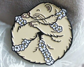 FERRET enamel lapel pin badge, perfect collectable gift for ferret owners or lovers, limited edition glitter enamel, albino/white