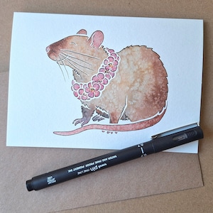 Siamese PET RAT small A6 greeting cards or notelets / printed watercolour design by York UK animal artist