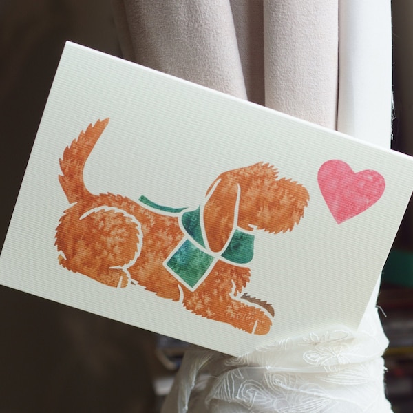BASSET FAUVE de BRETAGNE note cards / printed watercolour art design / gift, greeting, thankyou, pet loss, birthday / tawny brittany basset