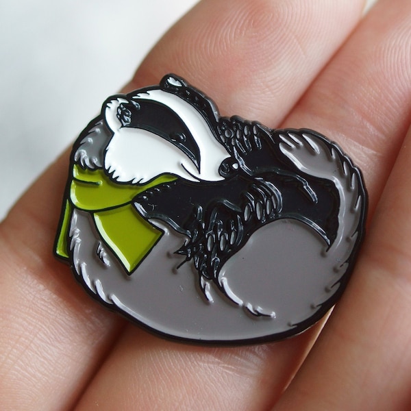 EUROPEAN BADGER enamel lapel pin badge / perfect birthday or Christmas gift for nature lovers / British wildlife brooch