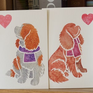Cartes de correspondance pour épagneul CAVALIER KING CHARLES / rubis, blenheim / aquarelle imprimée / cadeau, voeux, merci, perte d'un animal de compagnie, condoléances, anniversaire