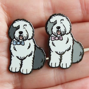 OLD ENGLISH SHEEPDOG enamel lapel pin - cute gift for oes lovers and owners