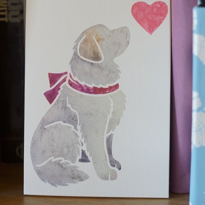 GROSSE PYRENÄEN Grußkarte / Pyrenäen Sennenhund / gedrucktes Aquarell Design / Geschenk, Grüße, Danke, Haustierverlust, Beileid, Geburtstag