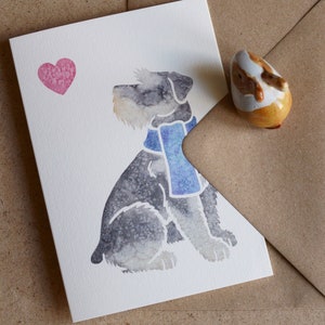 Cartes de correspondance SCHNAUZER MINIATURE / aquarelle imprimée / cadeau, salutations, merci, perte d'un animal de compagnie, condoléances, anniversaire / zwergschnauzer