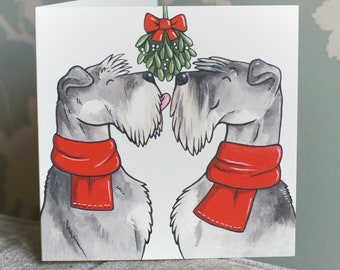 SCHNAUZER (Miniatur / Standard) Weihnachtskarten / Weihnachtsgeschenke für Hundeliebhaber / Yorkshire UK Tierkünstler Jess Chappell