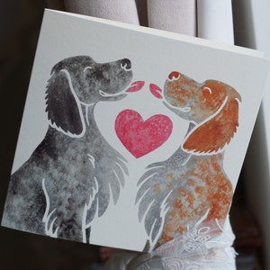 Carte de voeux de poseur anglais / motif aquarelle de chien de chasse imprimé / artiste de York UK J Chappell / anniversaire, mariage, carte pour elle