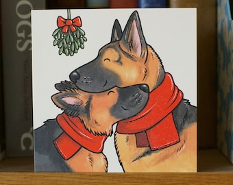 DEUTSCHER SCHÄFERHUND Weihnachtskarten / Weihnachtsgeschenke für Liebhaber und Besitzer des Schäferhundes / Yorkshire UK Künstlerin J Chappell
