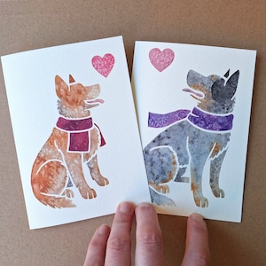 AUSTRALIAN CATTLE DOG Grußkarten / rote und blaue Heeler Gedruckte Aquarell Karten / Geschenk, Grüße, Danke, Tierverlust, Geburtstag