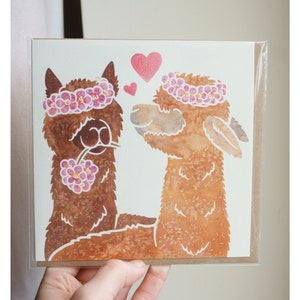 ALPACA Lama Grußkarte / niedliches gedrucktes Aquarell Art Design / Freundin, beste Freundin, Jubiläum, Hochzeit, Geburtstagskarte, Tochter