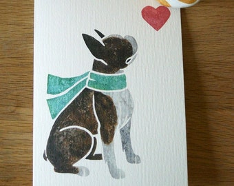 BOSTON TERRIER dog note cards / printed watercolour design/ gift, greeting, thankyou, pet loss, condolence, birthday / York UK animal artist