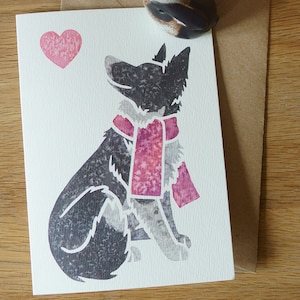 Cartes de correspondance BORDER COLLIE / chien de berger qui travaille / artiste britannique à l'aquarelle imprimée / cadeau, voeux, merci, perte d'un animal de compagnie, condoléances, anniversaire