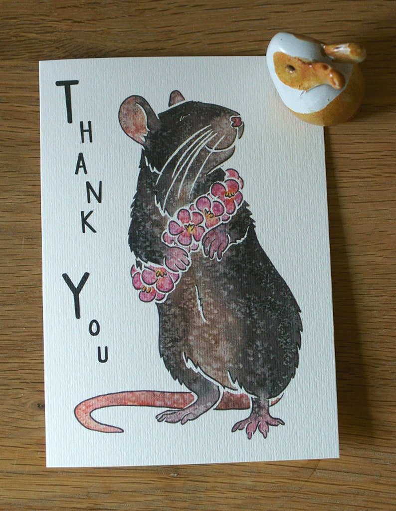 PET FANCY RAT black Topear Ratty Thank You Notecards Gifts - Etsy