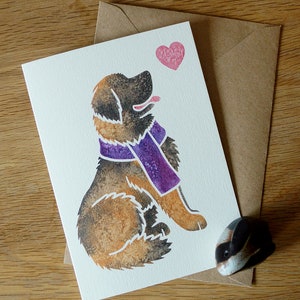 LEONBERGER Hund Grußkarten / gedrucktes Aquarell Design / Geschenk, Grüße, Danke, Haustierverlust, Beileid, Geburtstag / York UK Tier Künstler