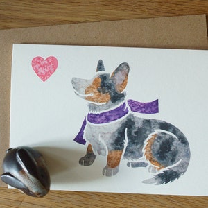 Cartes de correspondance CARDIGAN WELSH CORGI / aquarelle imprimée / cadeau, salutations, merci, perte d'un animal de compagnie, condoléances, anniversaire / merle, bringé