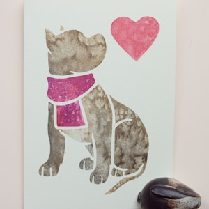 AMERICAN BULLY Grußkarten / gedrucktes Aquarell Design / Geschenk, Grüße, Danke, Haustier Verlust, Beileid, Geburtstag / Pitbull Terrier Hund