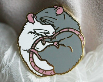 Cute pet fancy RAT hard enamel cloisonne pin, seven different collectable limited edition colours, perfect gift for ratty lovers or owners