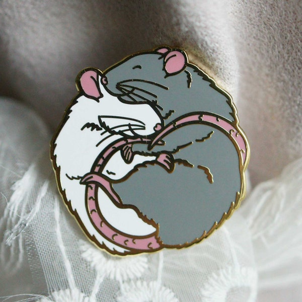 Cute pet fancy RAT hard enamel cloisonne pin, seven different collectable limited edition colours, perfect gift for ratty lovers or owners