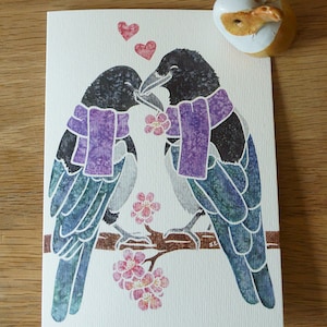 Cartes de correspondance MAGPIE / Two for Joy, oiseaux sauvages britanniques / aquarelle imprimée / salutations, merci, perte d'un animal de compagnie, condoléances, anniversaire