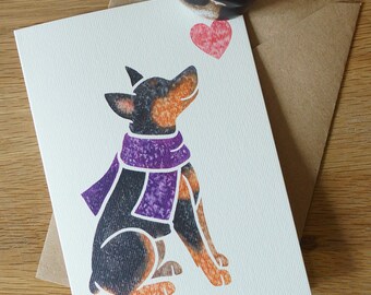 MINIATURE PINSCHER min pin dog cute note cards gifts greeting York animal artist, watercolour, thank you, birthday, condolences etc 5 pack
